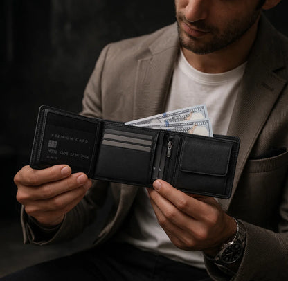 Dario Leather Bifold Wallet with Coin Pocket