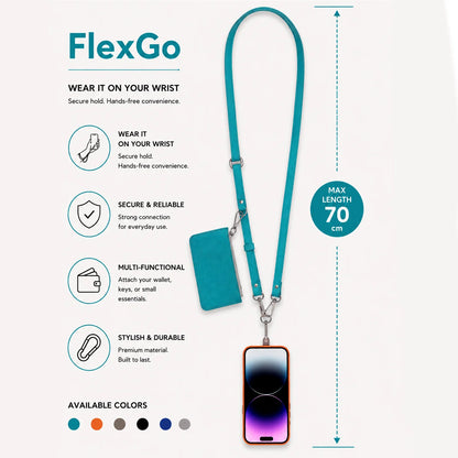 FlexGo PU Phone Strap & Detachable Wallet Set