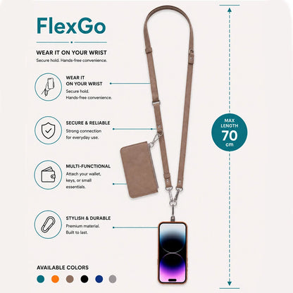FlexGo PU Phone Strap & Detachable Wallet Set