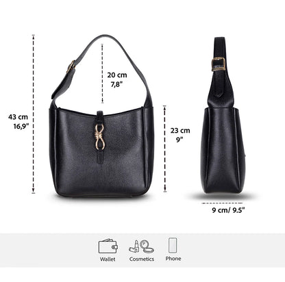 Azura Structured Leather Shoulder Bag