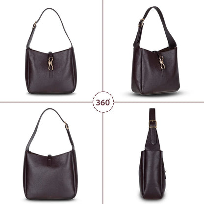 Azura Structured Leather Shoulder Bag