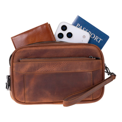 Forge Leather Locking Wristlet Clutch