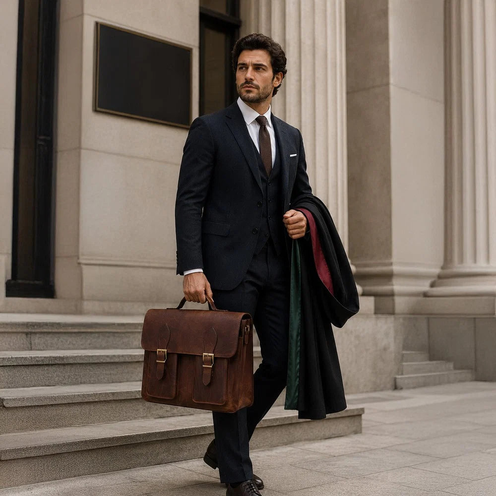 Olympus Leather Business Briefcase / Laptop Case