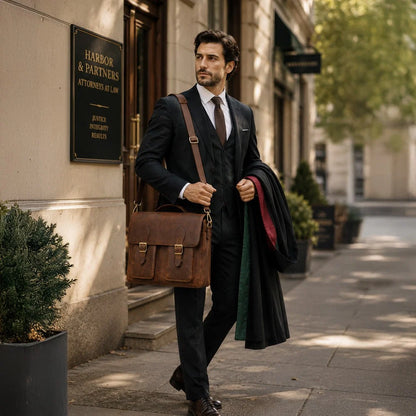 Olympus Leather Laptop Briefcase – 13 to 17 Inch