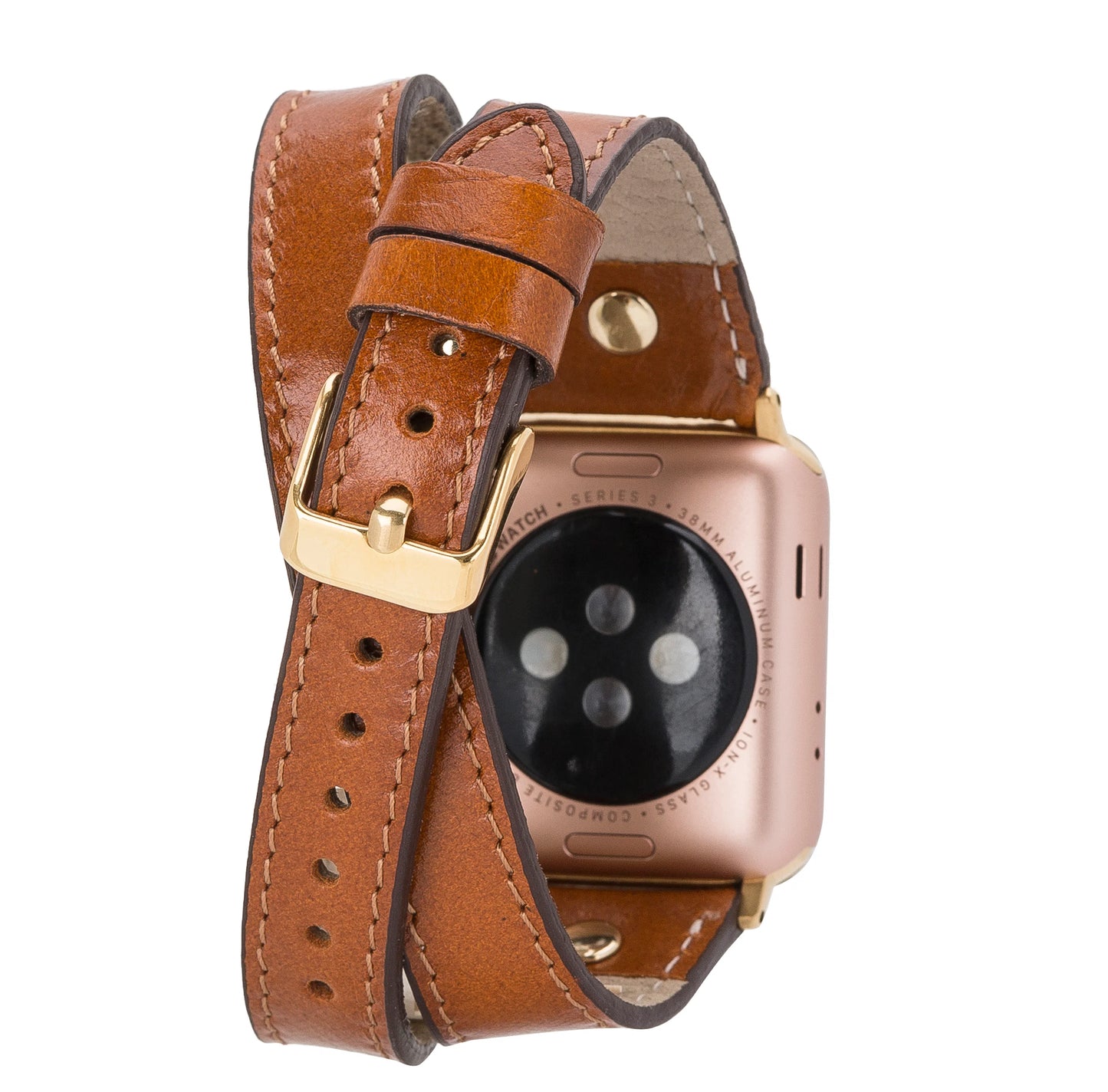 Leather Apple Watch Bands - DTS Double Tour Slim Hector Gold Trok Style F3