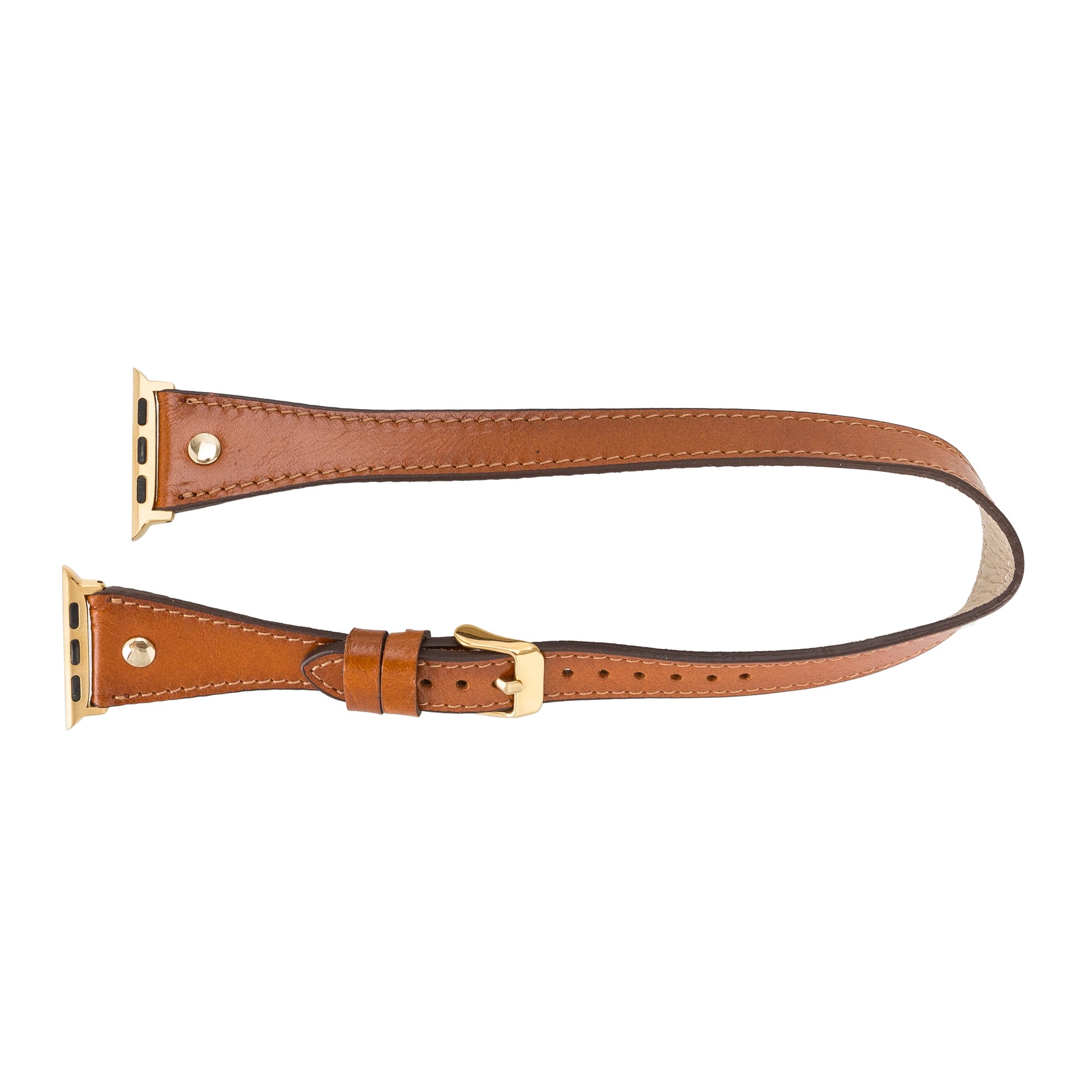 Leather Apple Watch Bands - DTS Double Tour Slim Hector Gold Trok Style F3