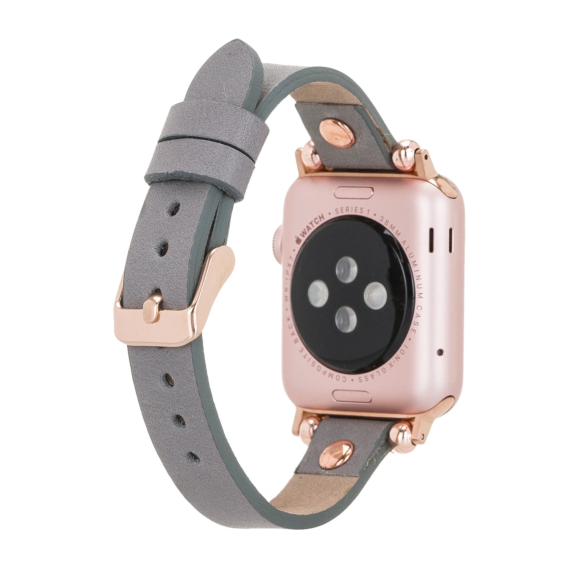 Leather Apple Watch Bands - Ferro Rose Gold Trok Style BRN7