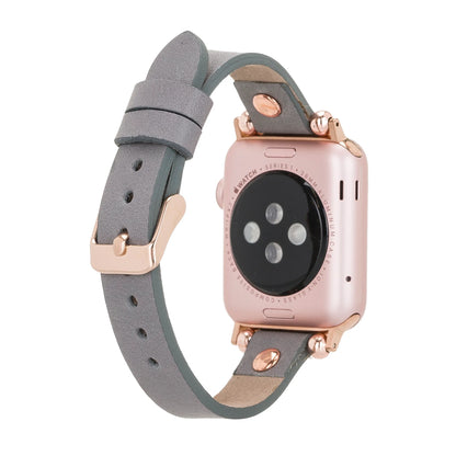 Leather Apple Watch Bands - Ferro Rose Gold Trok Style BRN7