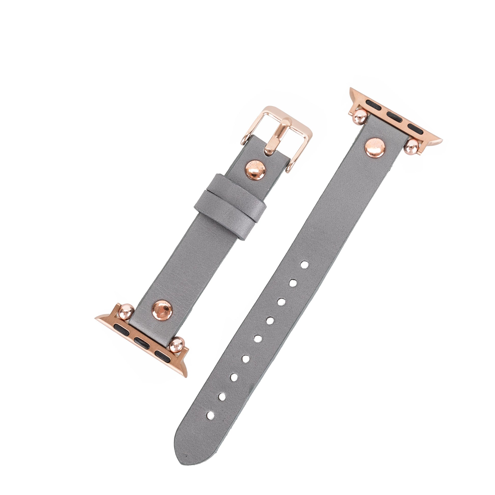 Leather Apple Watch Bands - Ferro Rose Gold Trok Style BRN7
