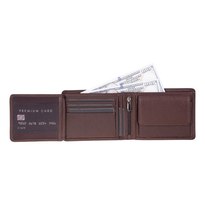 Dario Leather Bifold Wallet with Coin Pocket