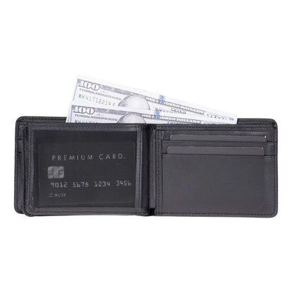 Rovin Leather Bifold Wallet with ID Windows
