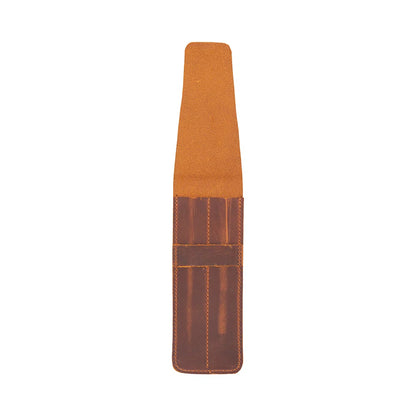 Punta Leather Two-Pen Case with Flap Closure