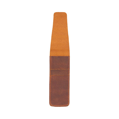 Seta Leather Two-Pen Case with Flap Closure