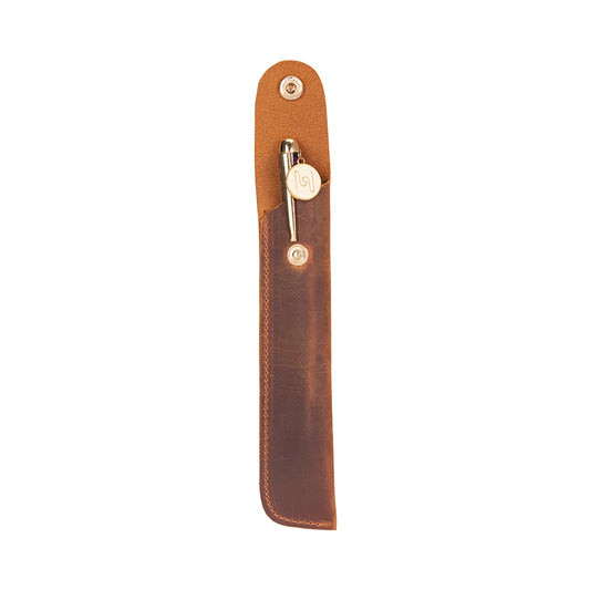 Penna Leather Pen Pouch with Snap Closure
