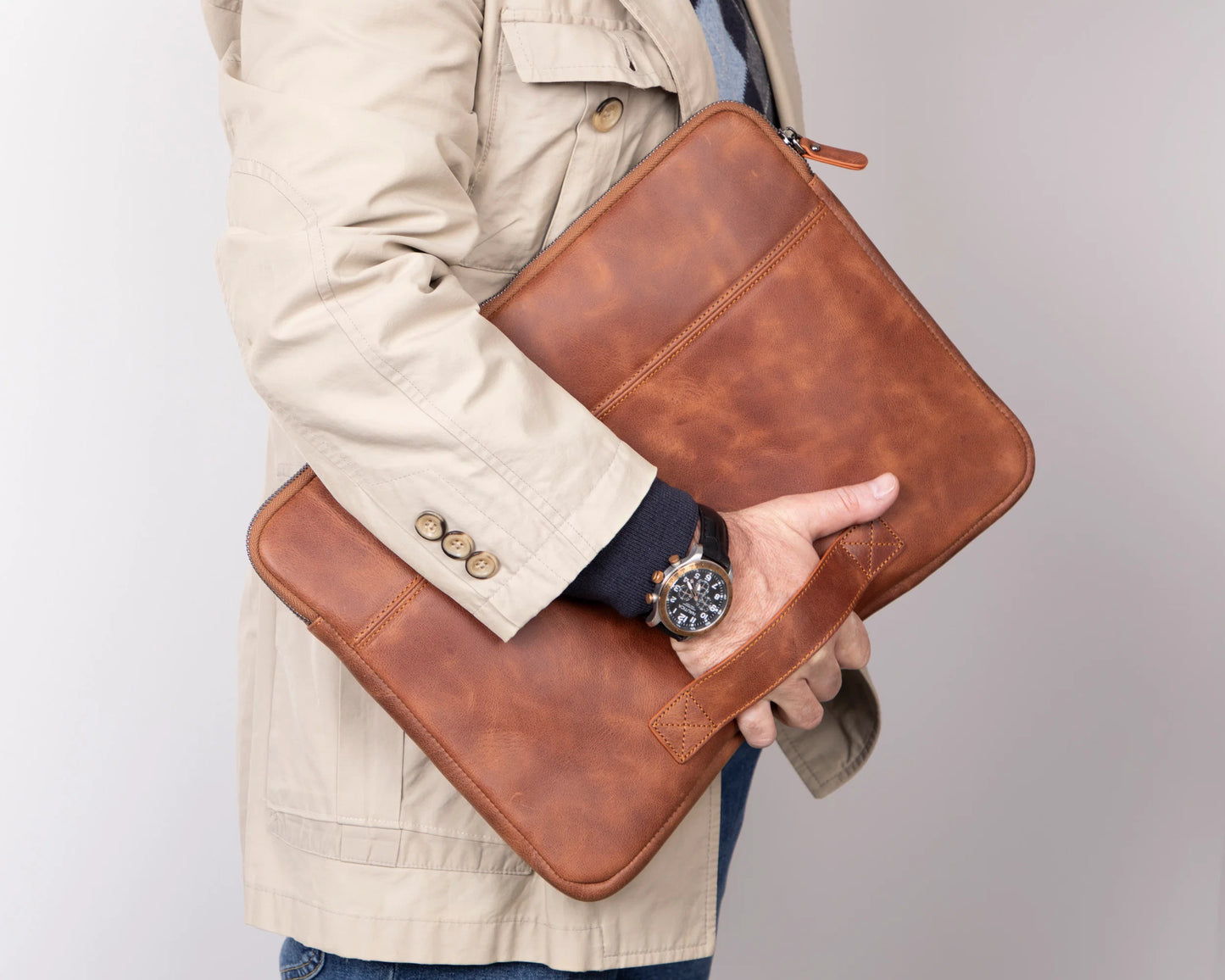 AWE Genuine Leather Sleeves Brown