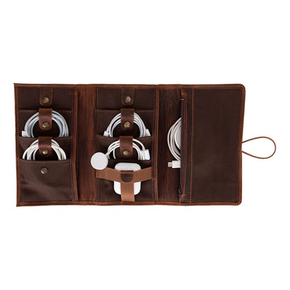 Pura Roll-Up Leather Cable Organizer