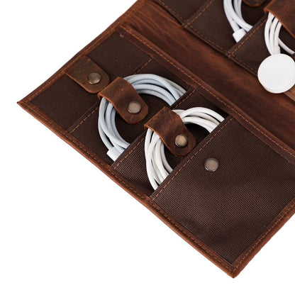 Pura Roll-Up Leather Cable Organizer