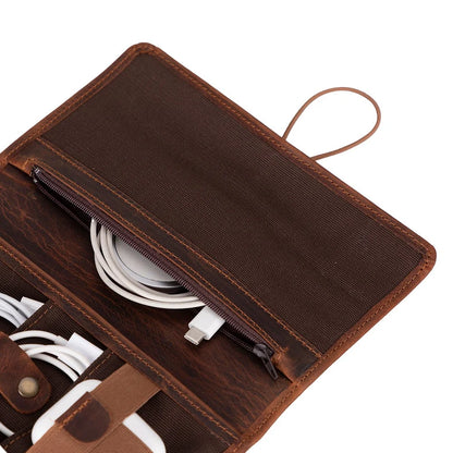 Pura Roll-Up Leather Cable Organizer