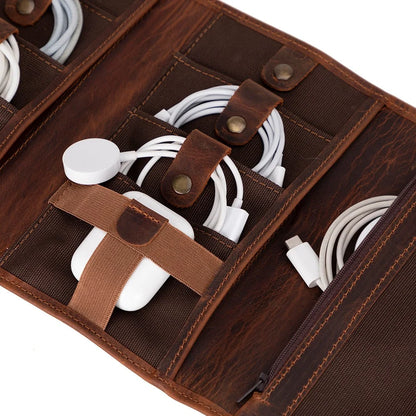 Pura Roll-Up Leather Cable Organizer