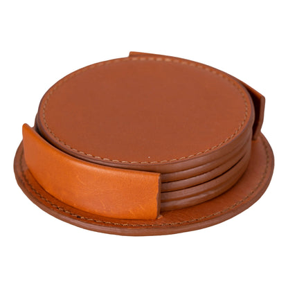 Divine Leather Coaster Set with Stand