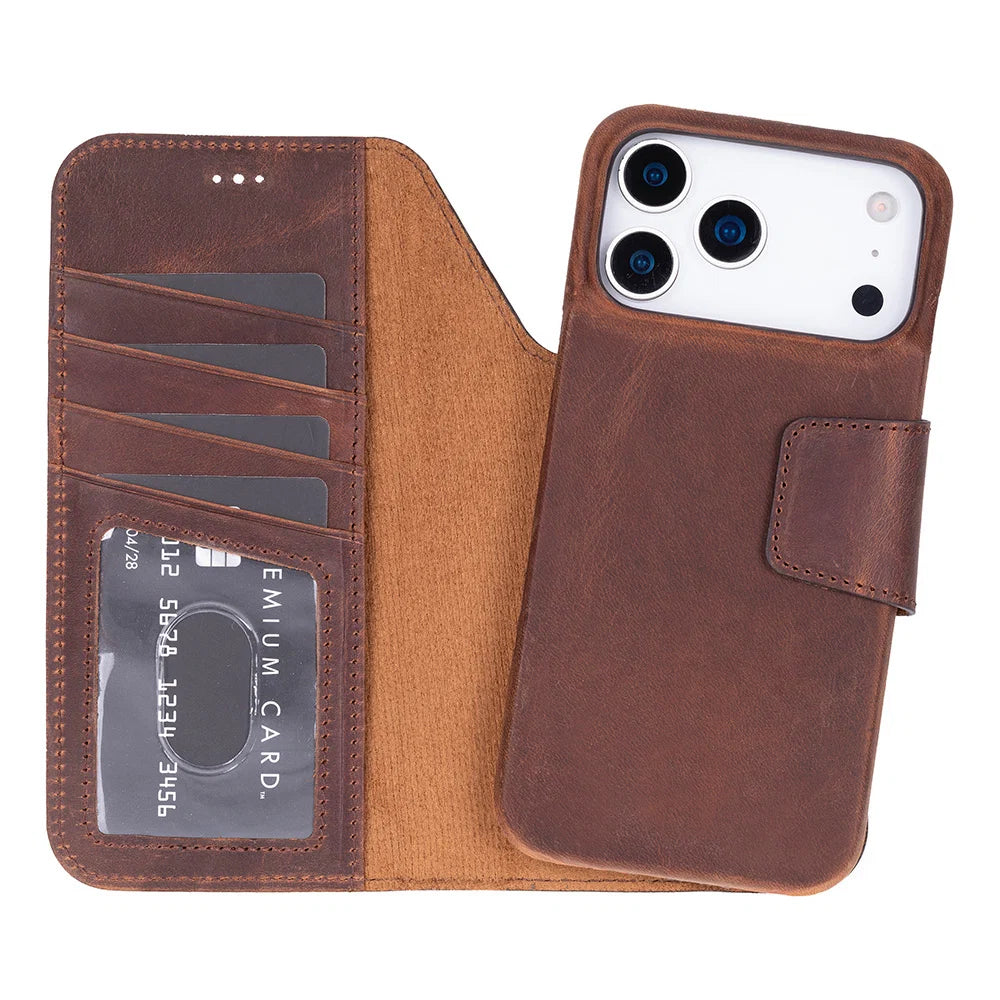 Elite Magic iPhone 17 Pro Leather Detachable Wallet Case