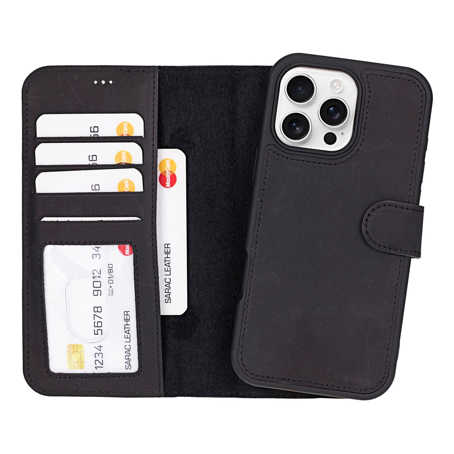 Liluri iPhone 16 Pro Max Detachable Leather Wallet Case