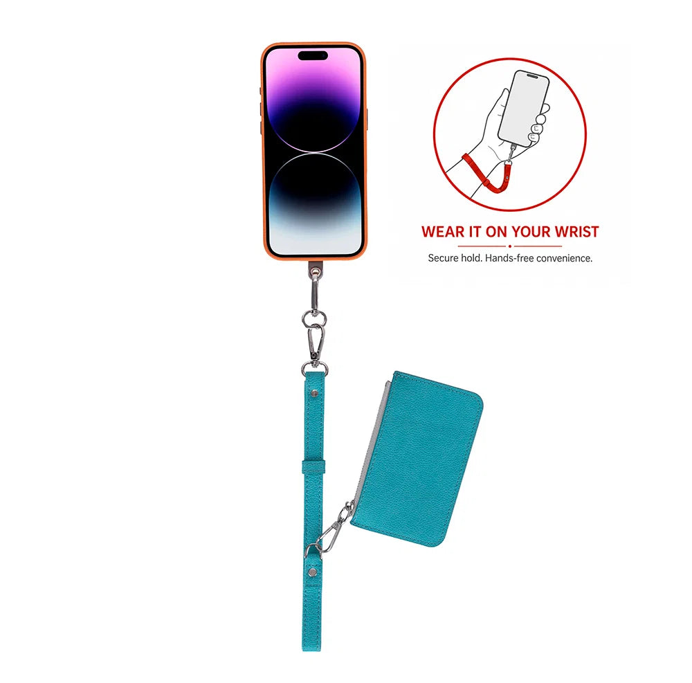 FlexGo PU Leather Phone Strap & Wallet Set – Clip-On Flex