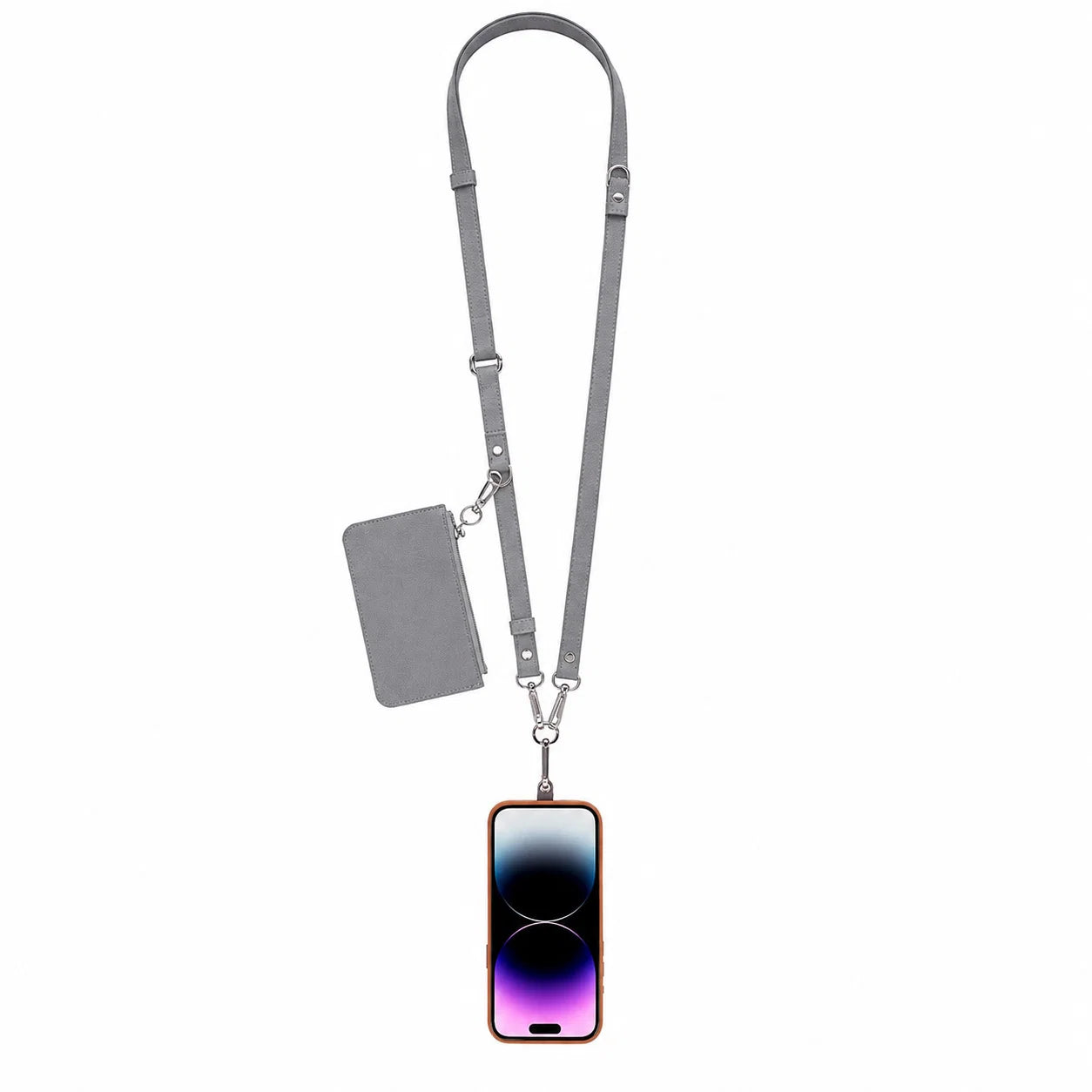 FlexGo PU Leather Phone Strap & Wallet Set – Clip-On Flex