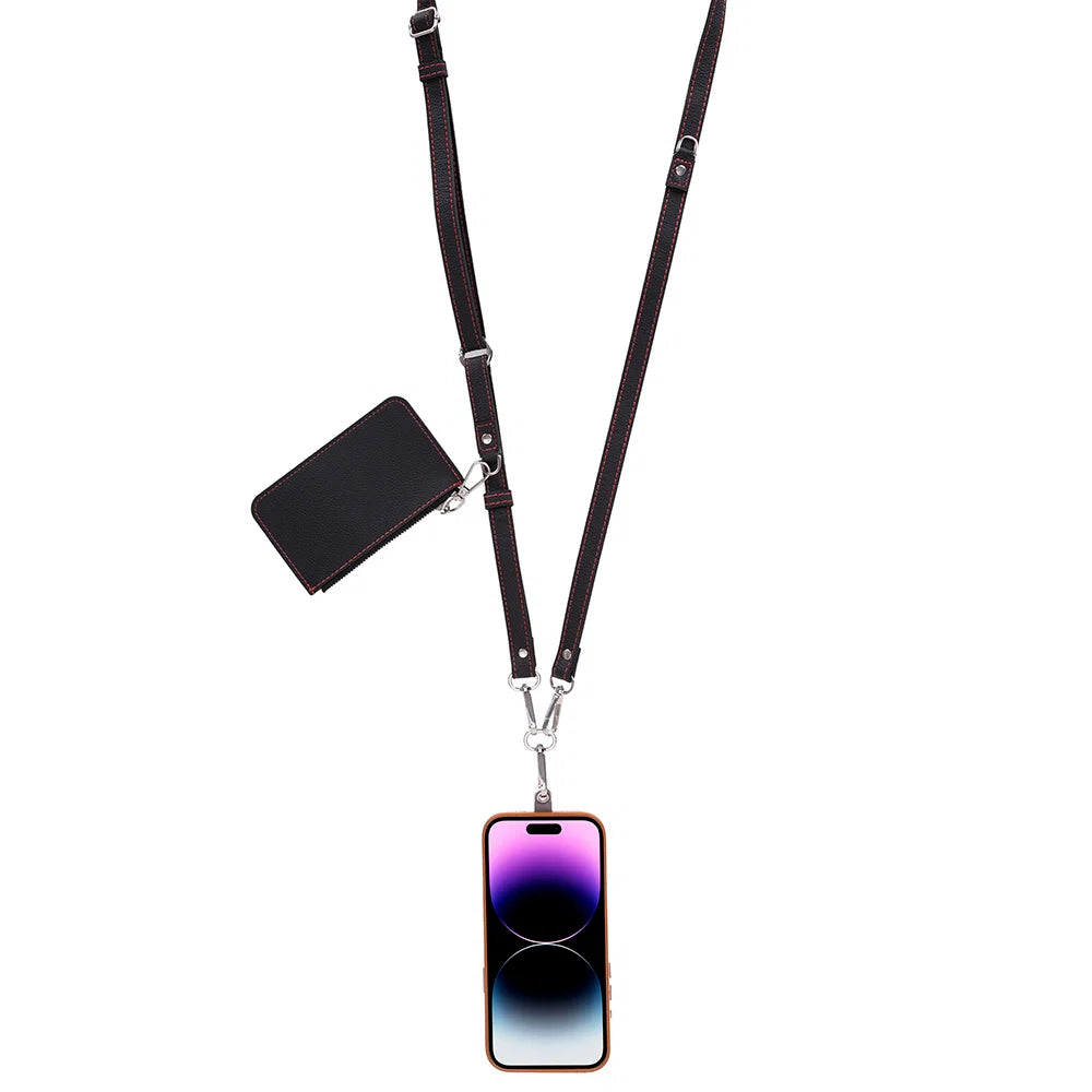 FlexGo PU Leather Phone Strap & Wallet Set – Clip-On Flex