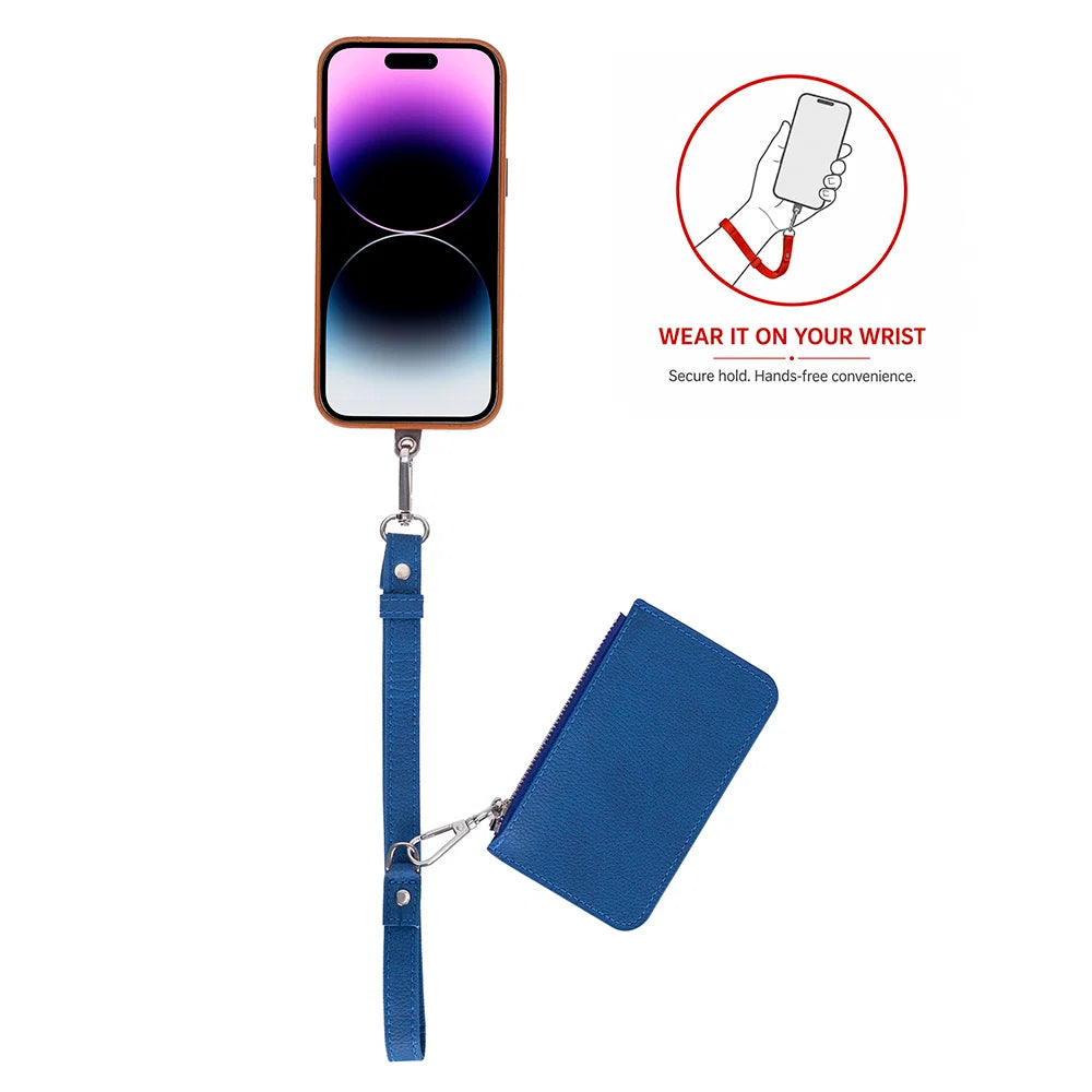 FlexGo PU Leather Phone Strap & Wallet Set – Clip-On Flex
