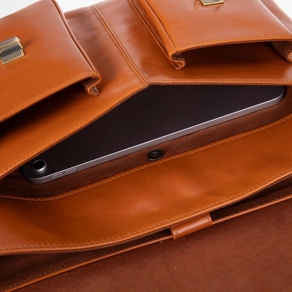 Olympus Leather Business Briefcase / Laptop Case