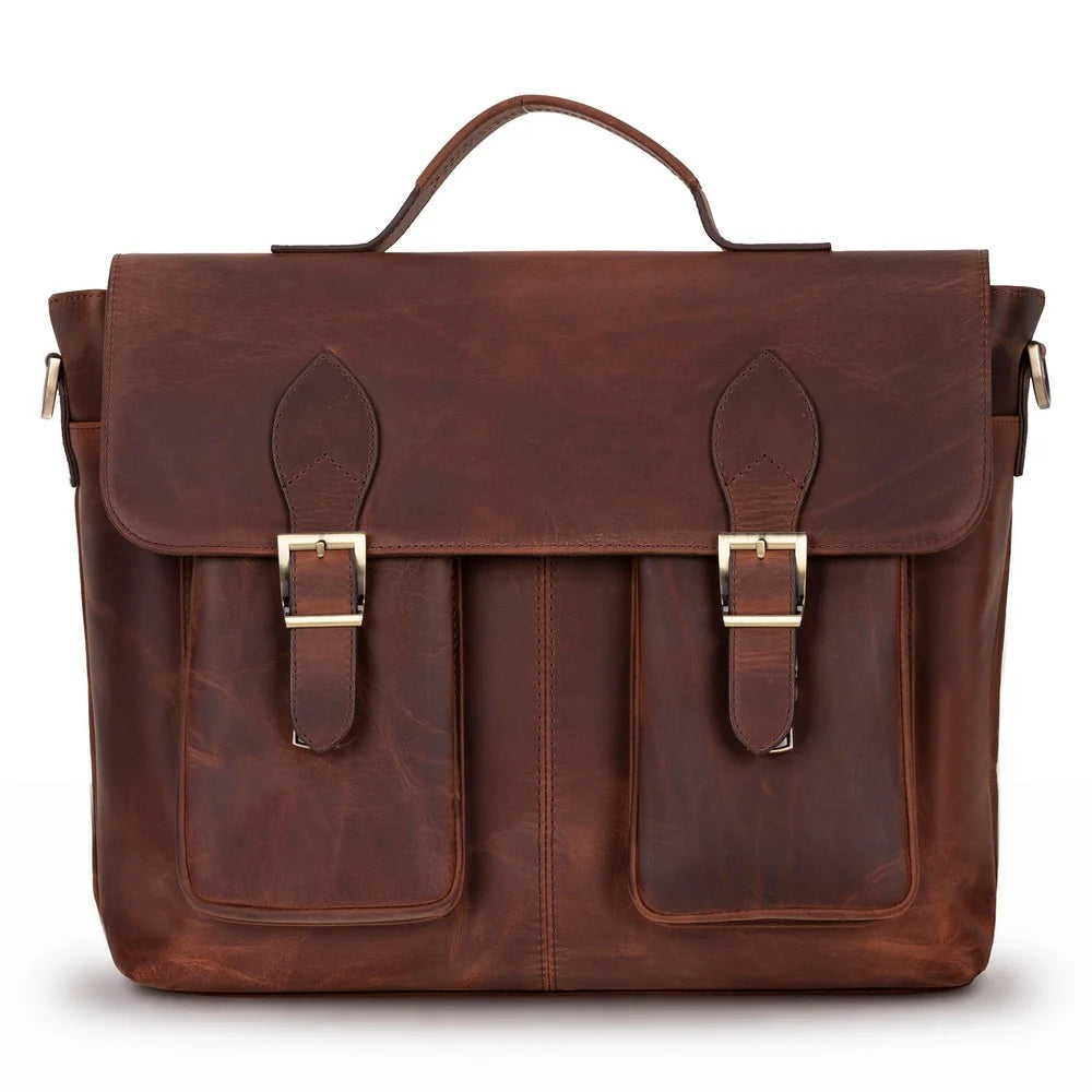 Olympus Leather Business Briefcase / Laptop Case