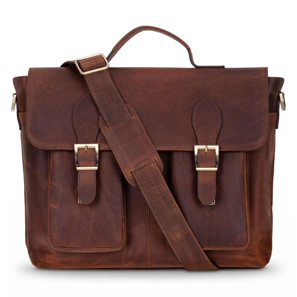 Olympus Leather Business Briefcase / Laptop Case