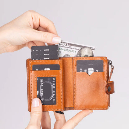 Rodos Zip Pop-Up Leather Card Holder