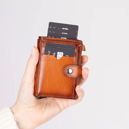 Rodos Zip Pop-Up Leather Card Holder