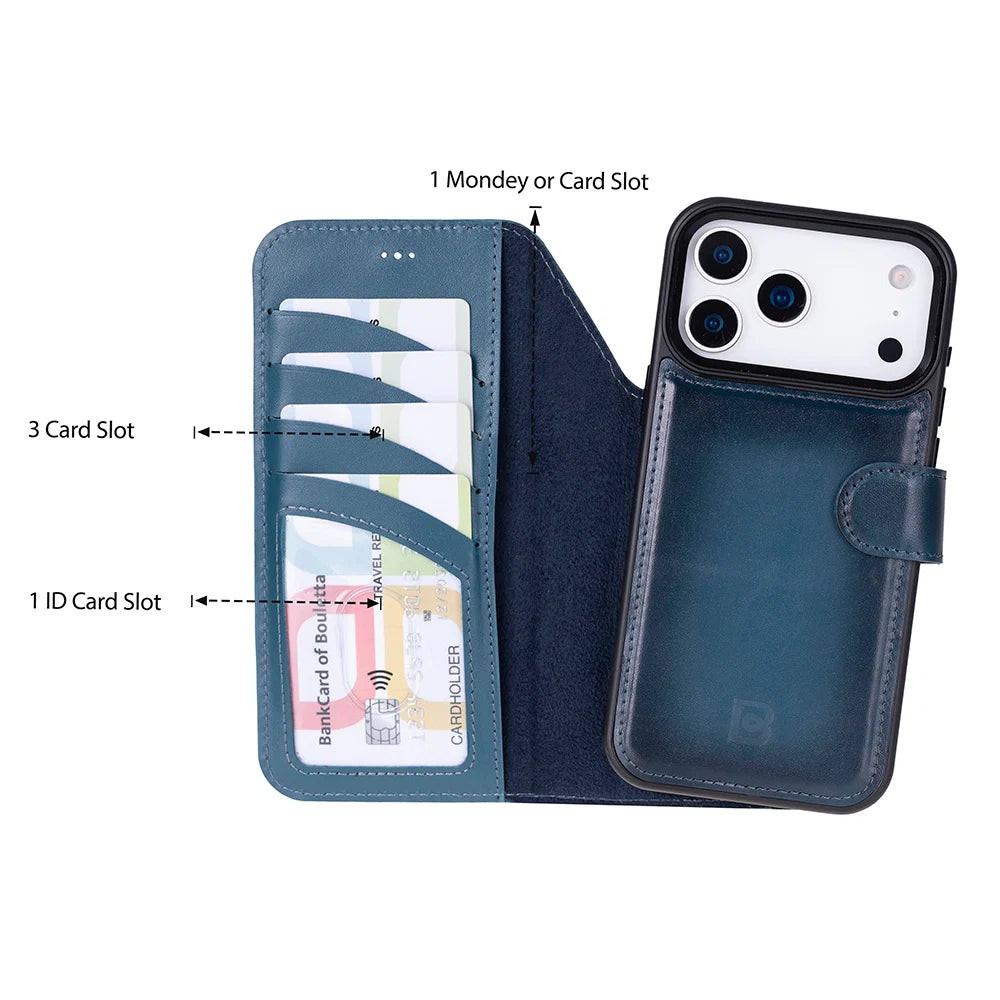 Magic iPhone 17 Pro Max Detachable Leather Wallet Case