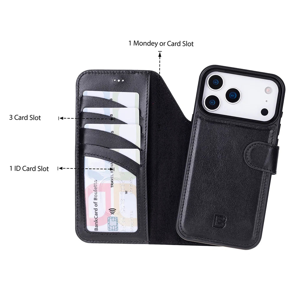 Magic iPhone 17 Pro Max Detachable Leather Wallet Case