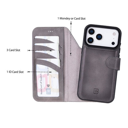 Magic iPhone 17 Pro Max Detachable Leather Wallet Case – Core Palette