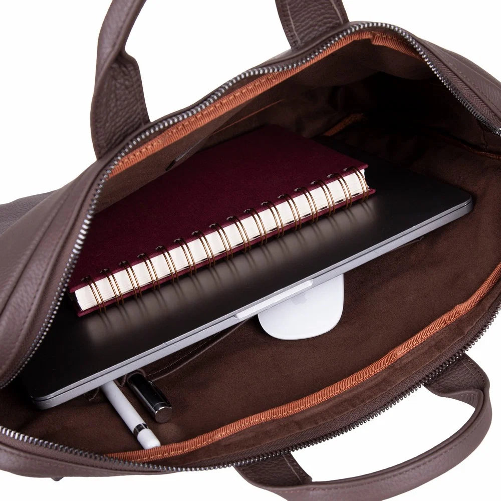 Truro Leather Business Briefcase / Laptop Case 16" with Suitcase