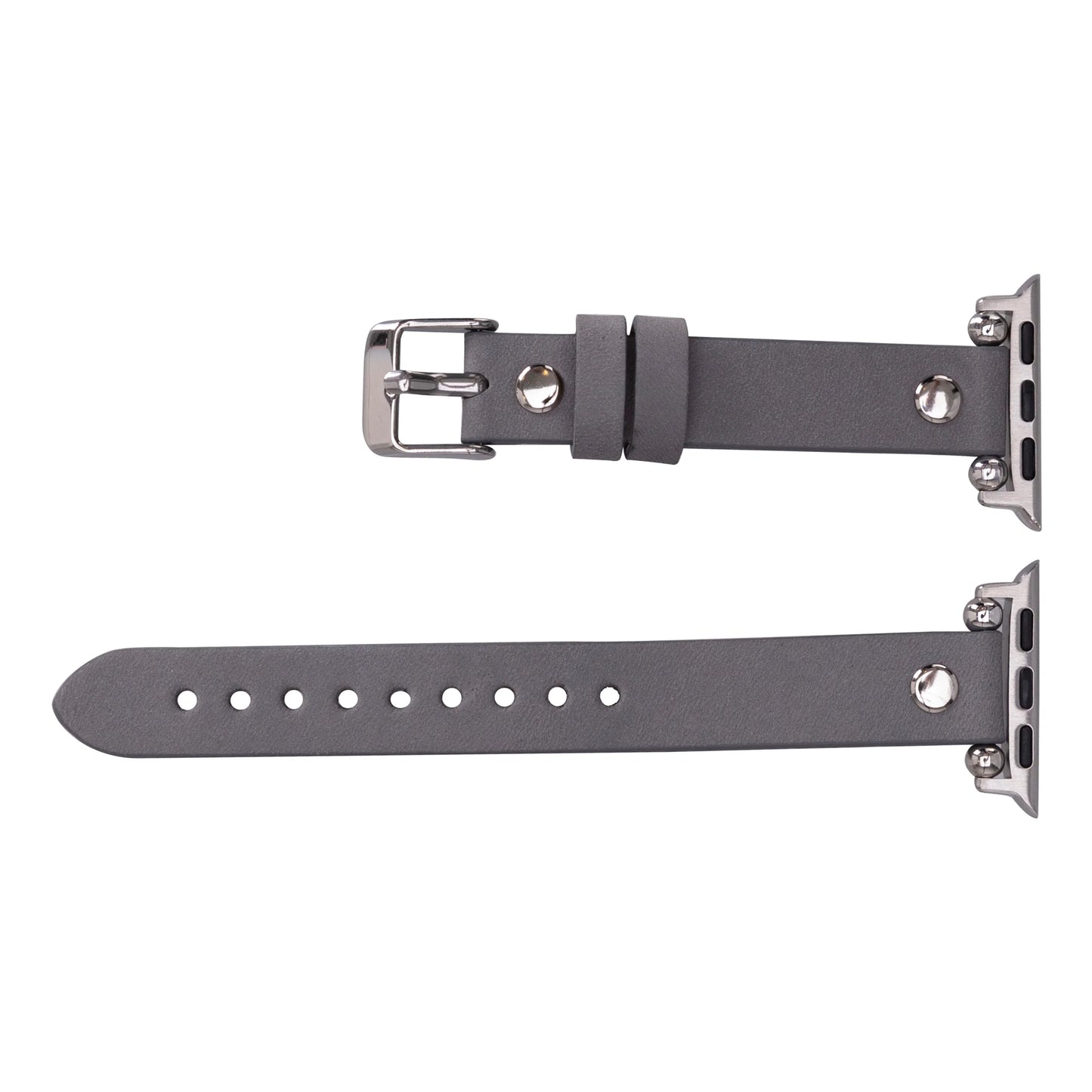 Leather Apple Watch Bands - Ferro Silver Trok Style CZ12