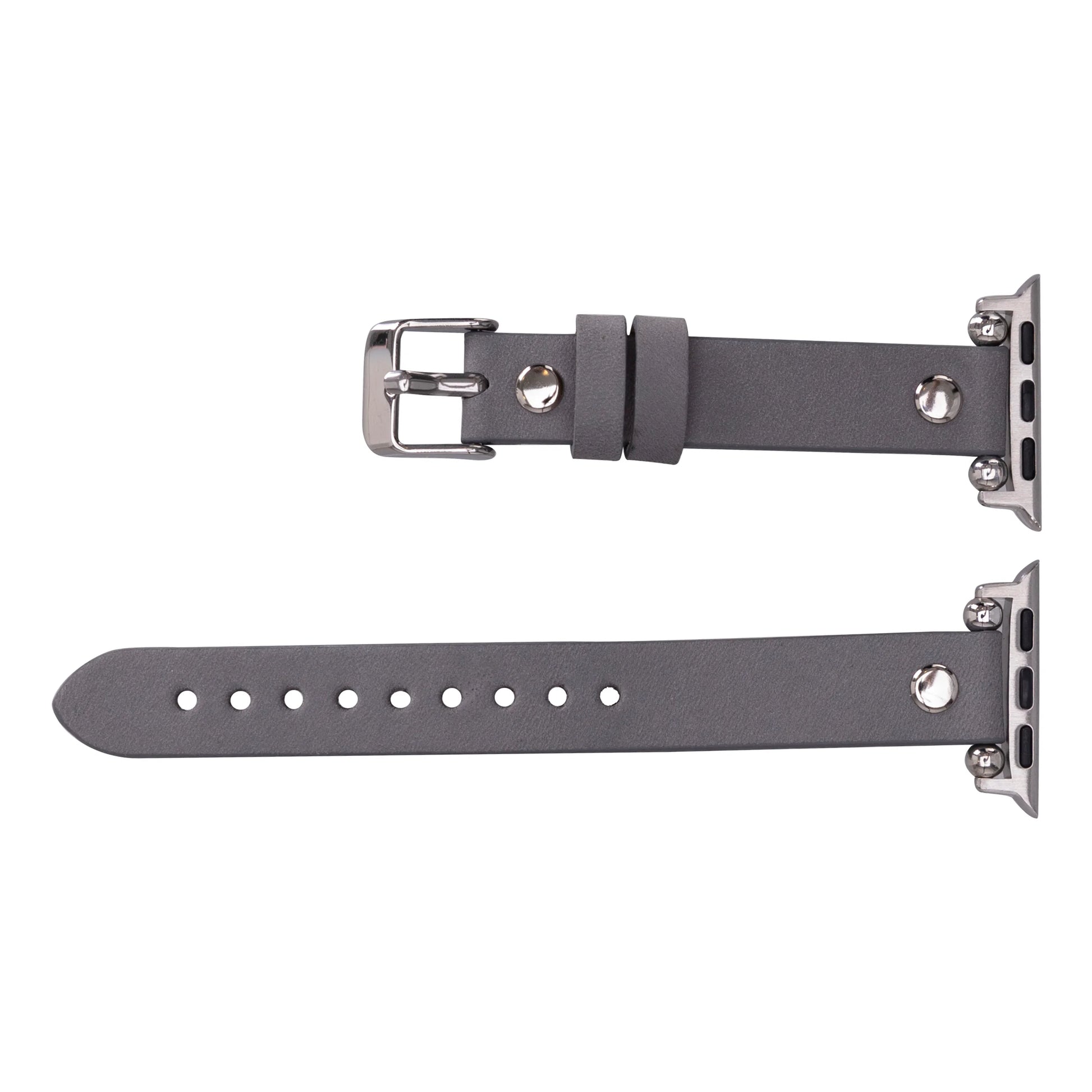 Leather Apple Watch Bands - Ferro Silver Trok Style CZ12