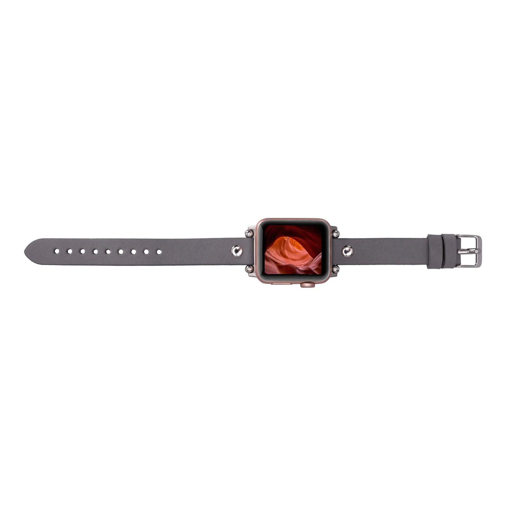 Leather Apple Watch Bands - Ferro Silver Trok Style CZ12