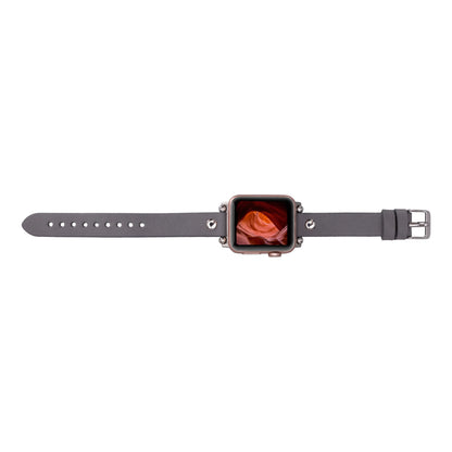 Leather Apple Watch Bands - Ferro Silver Trok Style CZ12