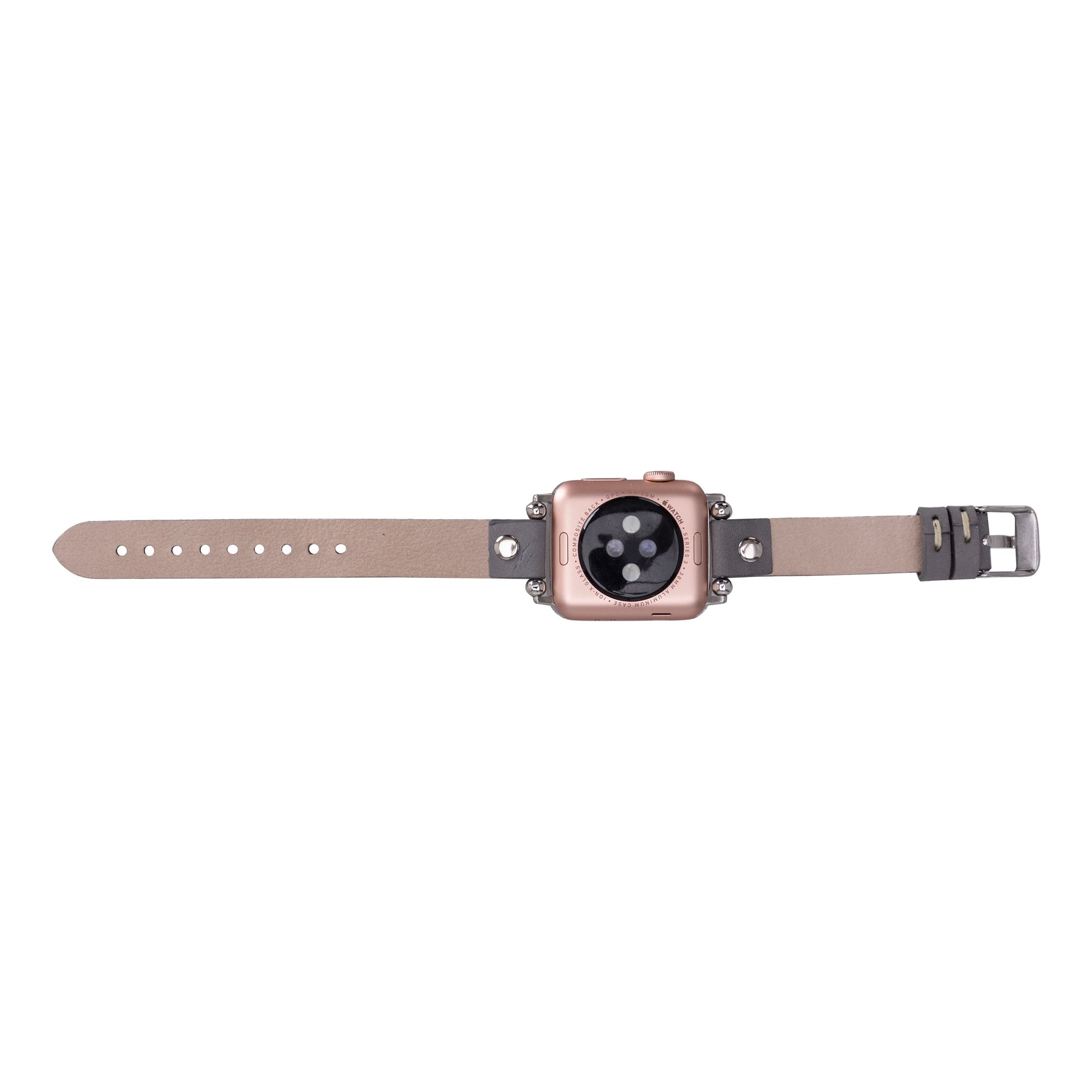 Leather Apple Watch Bands - Ferro Silver Trok Style CZ12