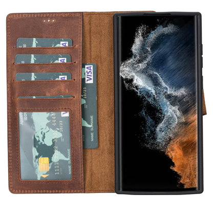 Magic Samsung Galaxy S23 Ultra Detachable Leather Wallet Case