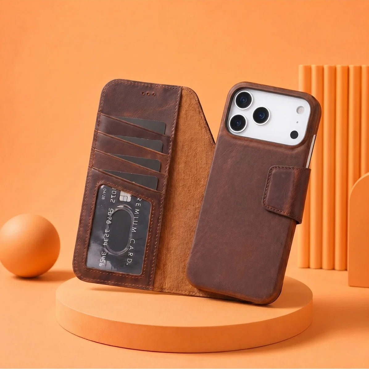 Elite Magic iPhone 17 Pro Leather Detachable Wallet Case
