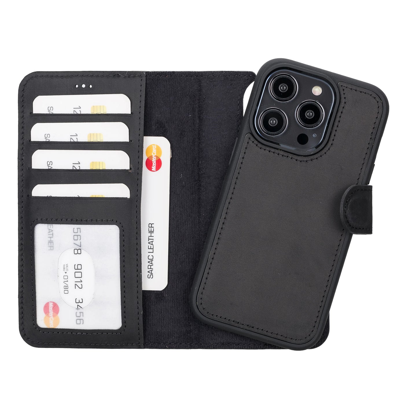 Liluri iPhone 14 Pro Detachable Leather Wallet Case