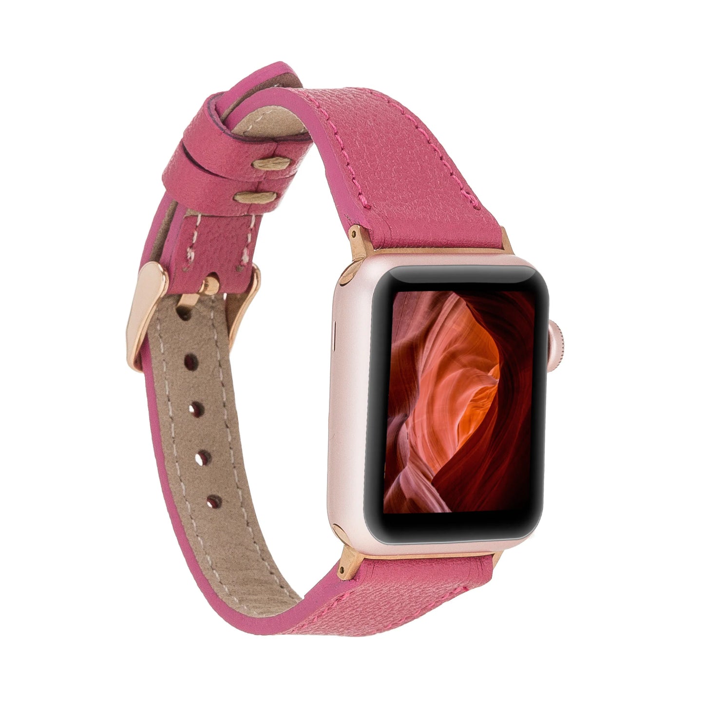 Leather Apple Watch Bands - Clasic Slim Style BRN7