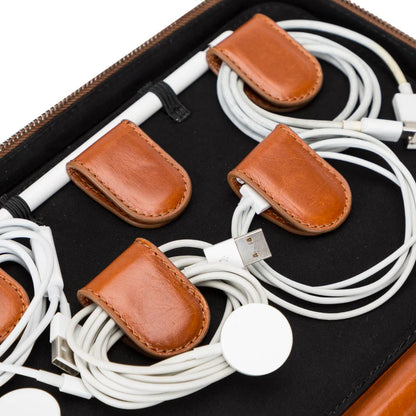 Leather Travel Cable Organizer – 5 Colors