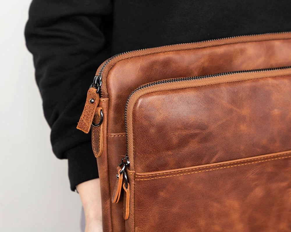 Leeds Slim Leather Laptop / Tablet Sleeve